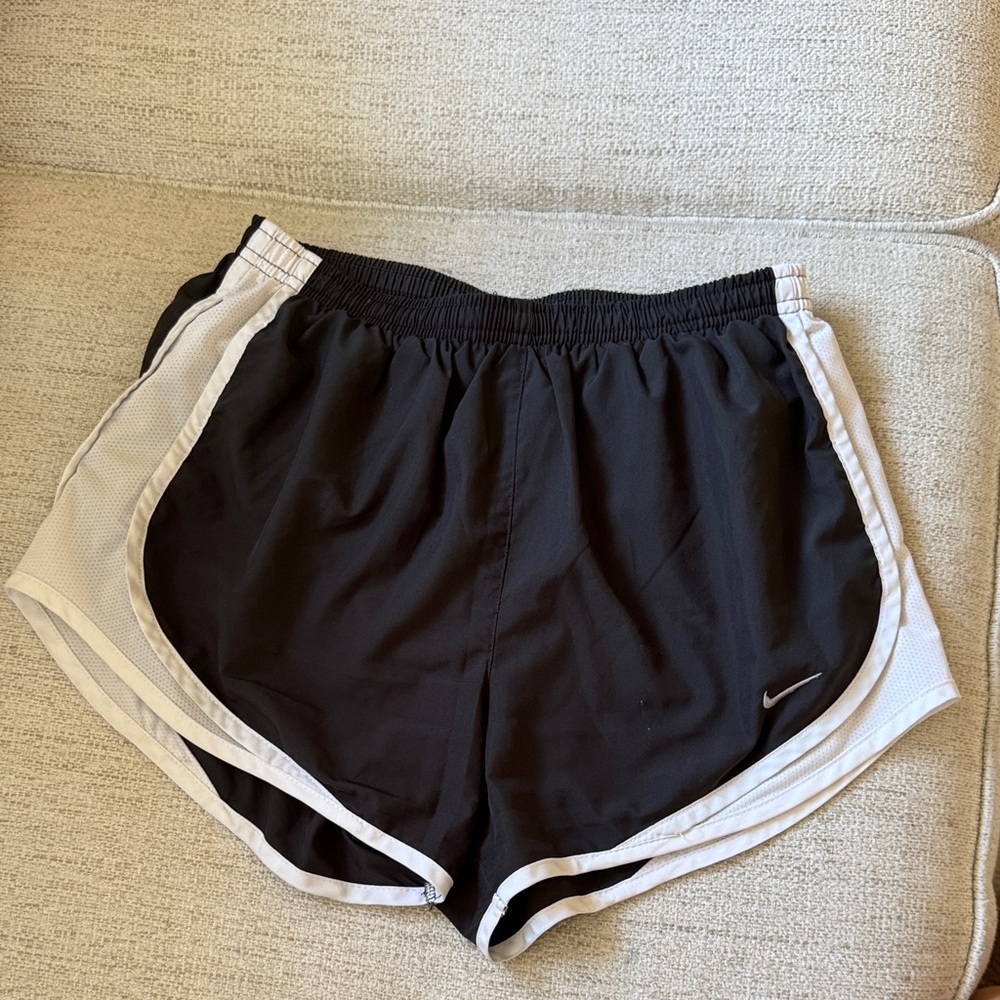 Nike Women's Black and White Athletic Shorts